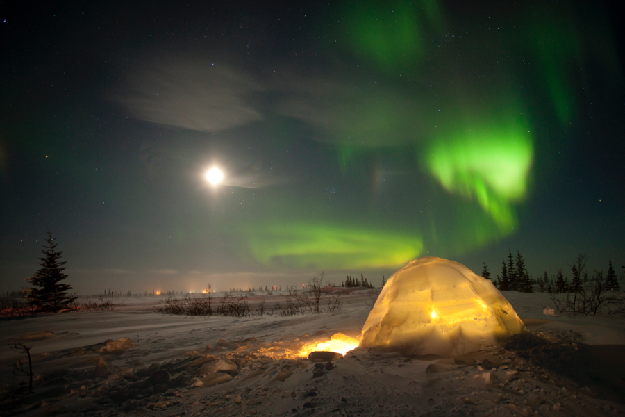 Northern Lights, Aurora Borealis, Churchill, Manitoba, Canada, Igloo