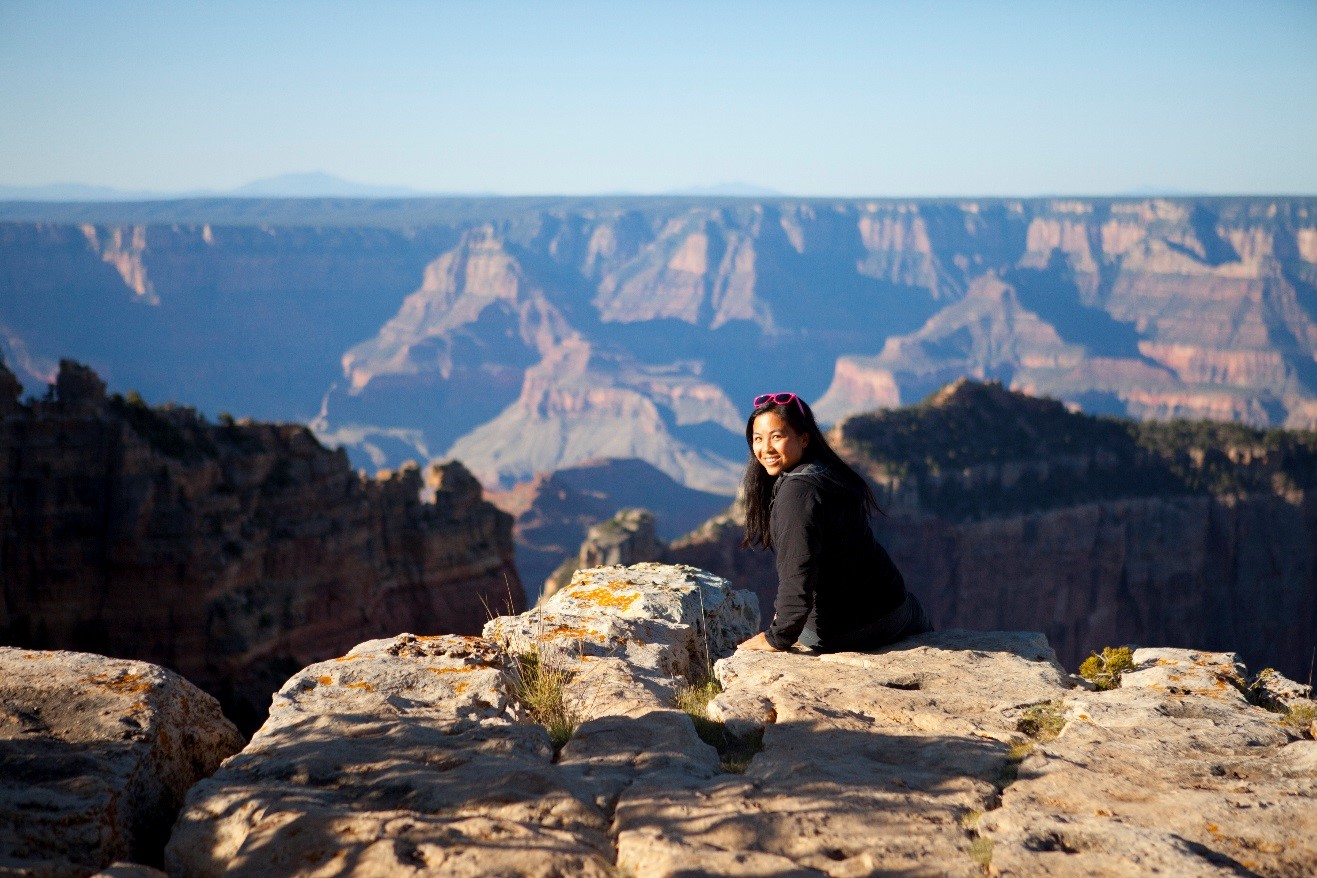 a portrait of a young woman taken near the picnic area of the cape royale viewpoint of north rim grand canyon