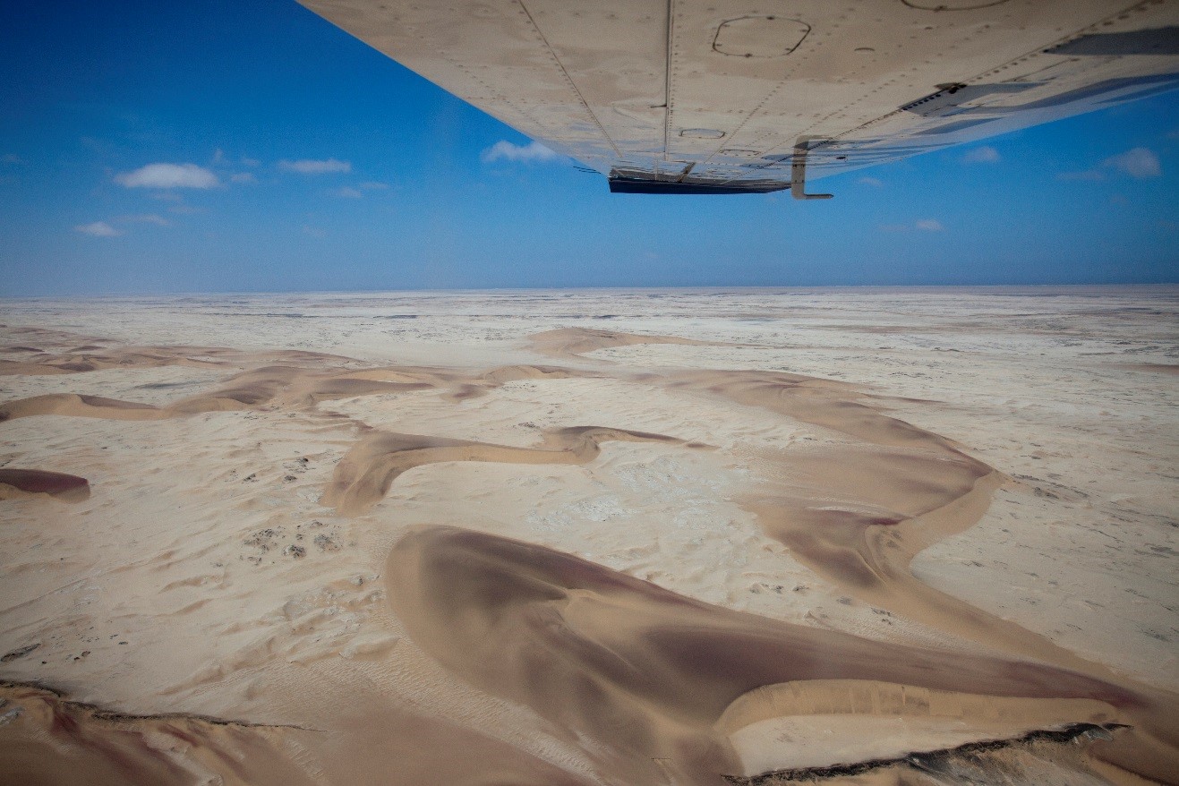 a view from above of namibia's great Namib desert