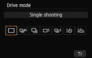 a menu of a camera's drive mode settings