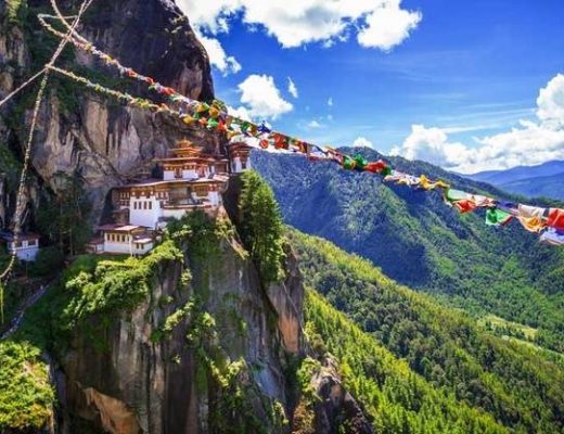 tiger's nest monastery with a blue sky