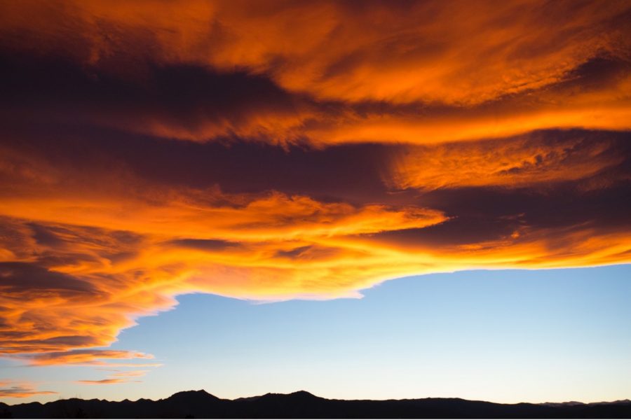 magnificent orange clouds above Boulder, Colorado