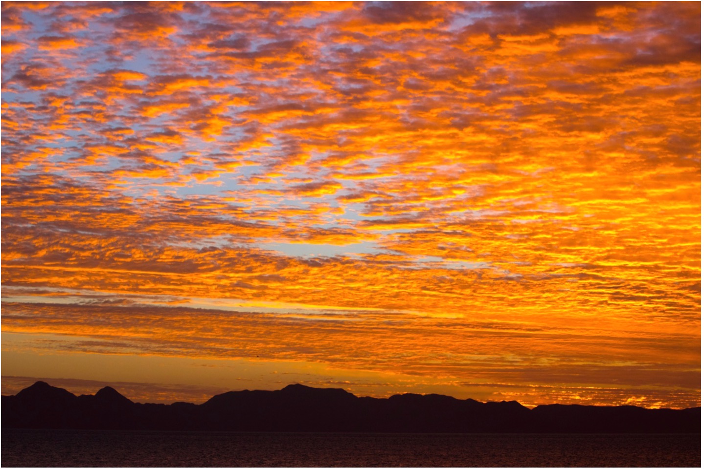 a stunning orange sunset in Baja lights the sky