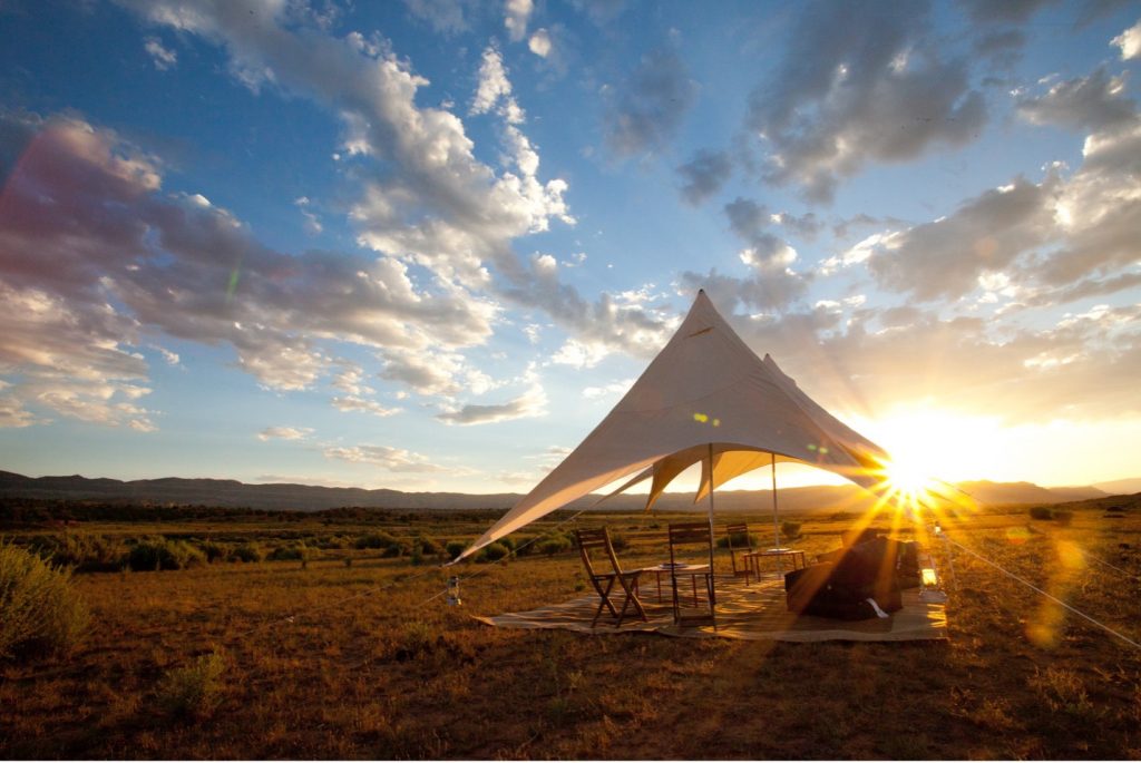 a desert tent with saturated color